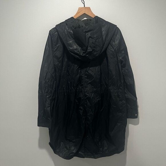 Trouvé Black Rain Hooded Trench Coat Nylon Lightweight M - Picture 6 of 6